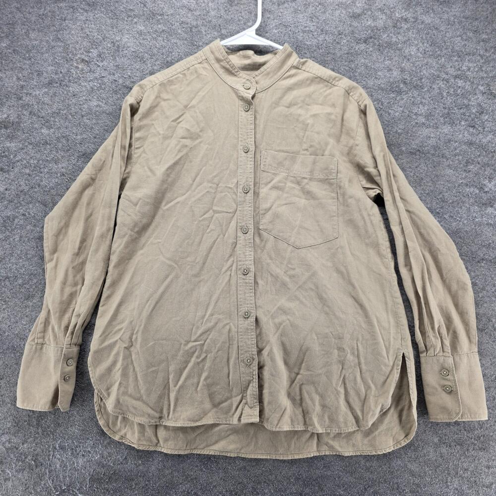 Banana Republic Shirt Mens S Beige Solid Long Sleeve Button Up Linen Blend